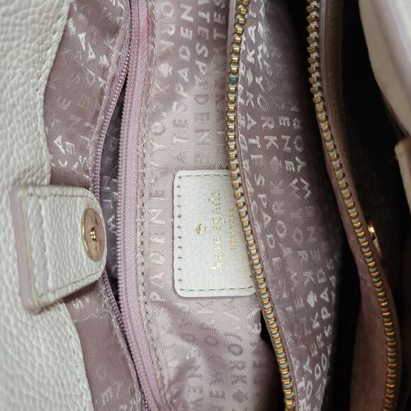 Kate Spade Larchmont Ave Evangelie Satchel Cream‎ Pebbled Leather Crossbody Bag - Picture 12 of 16